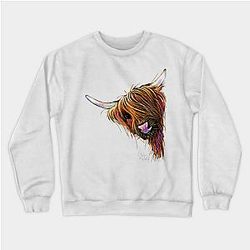 Cow Print Sweatshirts - Scottish Hairy Highland Cow ' NooDLeS ' by SHiRLeY MacARTHuR Sweatshirt TP0212