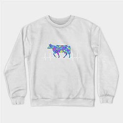 Cow Print Sweatshirts - Cute Floral Cow Heartbeat Design - Unique Gifts Sweatshirt TP0212