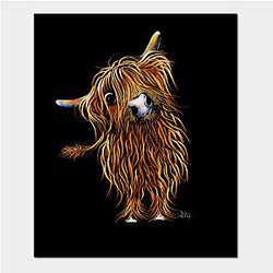 Cow Print Posters - Highland Cow Print, Animal Print ' CoooWeee ' Poster TP0212
