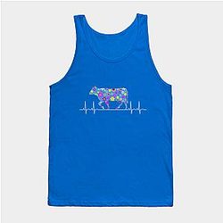 Cow Print Tank Tops - Cute Floral Cow Heartbeat Design - Unique Gifts Tank Top TP0212
