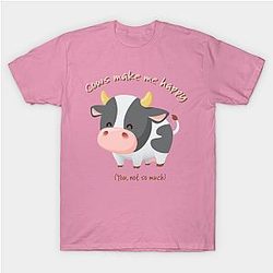 Cow Print T-Shirts - Cute Kawaii Cow with Funny Sarcastic Saying T-Shirt TP0212