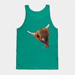 Cow Print Tank Tops - Scottish Hairy Highland Cow ' NooDLeS ' by SHiRLeY MacARTHuR Tank Top TP0212