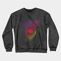 Cow Print Sweatshirts - Scottish Highland Cattle Cow Bull Head Breeder Sweatshirt TP0212
