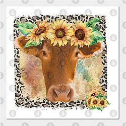 Cow Print Posters - Cow with sunflowers Poster TP0212