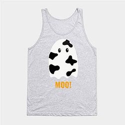 Cow Print Tank Tops - Moo! boo Cute Funny Cow Print Ghost Spooky Halloween Tank Top TP0212