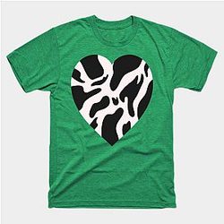 Cow Print T-Shirts - Cow Pattern Heart T-Shirt TP0212