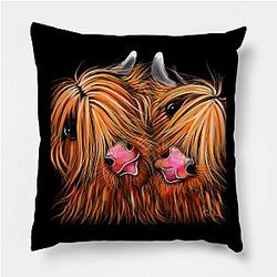 Cow Print Pillows - Highland Cow Print, Animal Print ' RHuBaRB &amp; GiNGeR ' Pillow TP0212