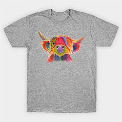Cow Print T-Shirts - SCoTTiSH HiGHLaND CoW ' PeNeLoPe PLuM ' T-Shirt TP0212