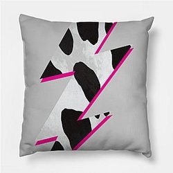 Cow Print Pillows - Cow Print Lightning Bolt Animal Print Pillow TP0212
