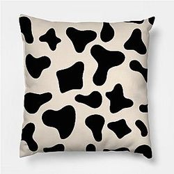 Cow Print Pillows - Black Dairy Cow Print Pattern on Milk Background Pillow TP0212