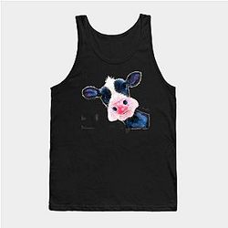 Cow Print Tank Tops - CoW PRiNT NoSeY CoW ' HeLLo SuNSHiNe ' by SHiRLeY MacARTHuR Tank Top TP0212