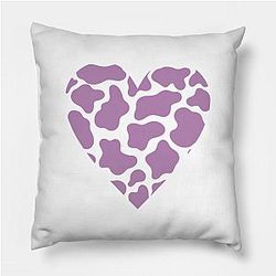 Cow Print Pillows - Cow Print Purple Heart Design Pillow TP0212