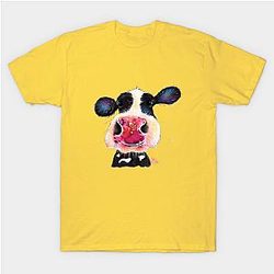 Cow Print T-Shirts - NoSeY CoW ' BuBBLeS ' by SHiRLeY MacARTHuR T-Shirt TP0212