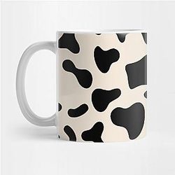 Cow Print Mugs - Black Dairy Cow Print Pattern on Milk Background Mug TP0212