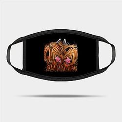 Cow Print Face Masks - Highland Cow Print, Animal Print ' RHuBaRB &amp; GiNGeR ' Mask TP0212