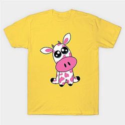 Cow Print T-Shirts - 💗 🐄 Strawberry Cow - pink T-Shirt TP0212