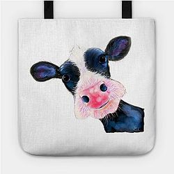 Cow Print Bags - CoW PRiNT NoSeY CoW ' HeLLo SuNSHiNe ' by SHiRLeY MacARTHuR Tote TP0212