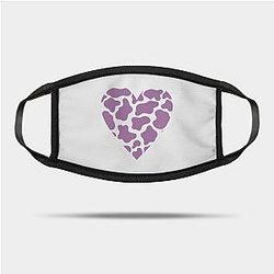 Cow Print Face Masks - Cow Print Purple Heart Design Mask TP0212
