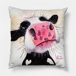 Cow Print Pillows - NoSeY CoW ' BeTTY BLueBeRRY ' BY SHiRLeY MacARTHuR Pillow TP0212