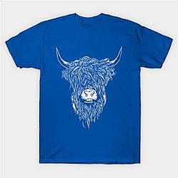 Cow Print T-Shirts - Scottish Highland Cattle Cow Bull Head Breeder T-Shirt TP0212