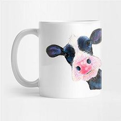 Cow Print Mugs - CoW PRiNT NoSeY CoW ' HeLLo SuNSHiNe ' by SHiRLeY MacARTHuR Mug TP0212