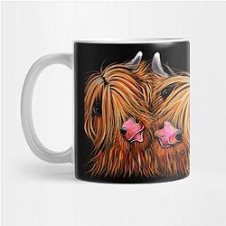 Cow Print Mugs - Highland Cow Print, Animal Print ' RHuBaRB &amp; GiNGeR ' Mug TP0212