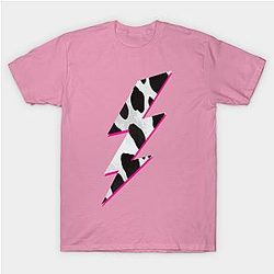 Cow Print T-Shirts - Cow Print Lightning Bolt Animal Print T-Shirt TP0212