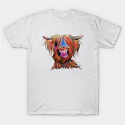 Cow Print T-Shirts - HiGHLaND CoW PRiNT SCoTTiSH ' BRuCe ' BY SHiRLeY MacARTHuR T-Shirt TP0212