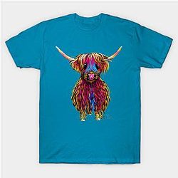 Cow Print T-Shirts - HiGHLaND CoW PRiNT SCoTTiSH ' BuTCH ' BY SHiRLeY MacARTHuR T-Shirt TP0212