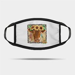 Cow Print Face Masks - Cow with sunflowers Mask TP0212