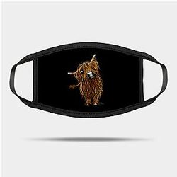 Cow Print Face Masks - Highland Cow Print, Animal Print ' CoooWeee ' Mask TP0212