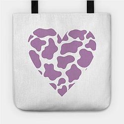 Cow Print Bags - Cow Print Purple Heart Design Tote TP0212
