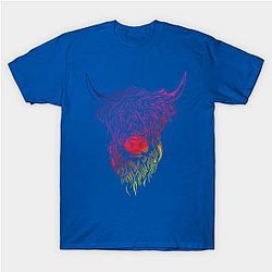 Cow Print T-Shirts - Scottish Highland Cattle Cow Bull Head Breeder T-Shirt TP0212