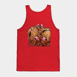 Cow Print Tank Tops - Highland Cow Print, Animal Print ' RHuBaRB &amp; GiNGeR ' Tank Top TP0212