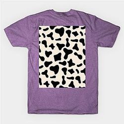 Cow Print T-Shirts - Black Dairy Cow Print Pattern on Milk Background T-Shirt TP0212