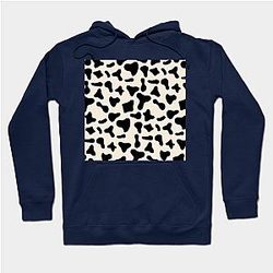 Cow Print Hoodies - Black Dairy Cow Print Pattern on Milk Background Hoodie TP0212