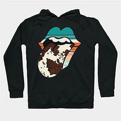 Cow Print Hoodies - Tongue cow hide design Hoodie TP0212