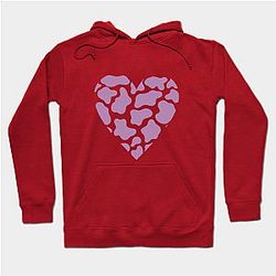 Cow Print Hoodies - Cow Print Purple Heart Design Hoodie TP0212