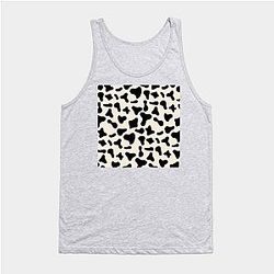 Cow Print Tank Tops - Black Dairy Cow Print Pattern on Milk Background Tank Top TP0212