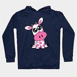 Cow Print Hoodies - 💗 🐄 Strawberry cow - white Hoodie TP0212