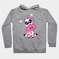 Cow Print Hoodies - 💗 🐄 Strawberry Cow - pink Hoodie TP0212