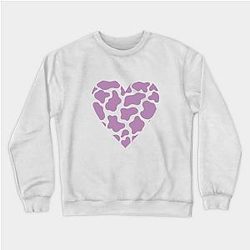 Cow Print Sweatshirts - Cow Print Purple Heart Design Sweatshirt TP0212
