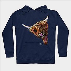 Cow Print Hoodies - Scottish Hairy Highland Cow ' NooDLeS ' by SHiRLeY MacARTHuR Hoodie TP0212