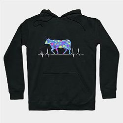 Cow Print Hoodies - Cute Floral Cow Heartbeat Design - Unique Gifts Hoodie TP0212