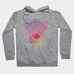 Cow Print Hoodies - Scottish Highland Cattle Cow Bull Head Breeder Hoodie TP0212
