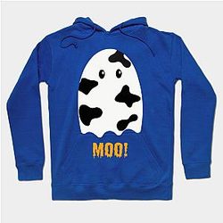 Cow Print Hoodies - Moo! boo Cute Funny Cow Print Ghost Spooky Halloween Hoodie TP0212