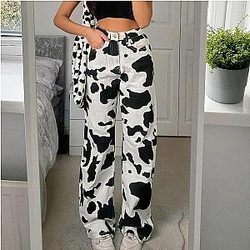 Cow Print Pants &amp; Joggers - The Cow Print Jeans - Cow Print Denim Pants Retro Women Joggers