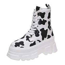 Cow Print Shoes - Cow Print Shoes - Cow Pattern Women Height Increasing Shoes