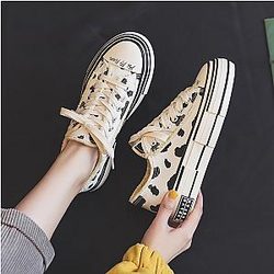 Cow Print Shoes - Cow Print Shoes - Cow Canvas Shoes Women White Thick Soled Sneakers