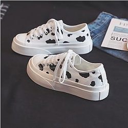 Cow Print Shoes - Cow Print Shoes - New Cow Thick Soled Canvas Shoes Outdoor Girl Sneakers